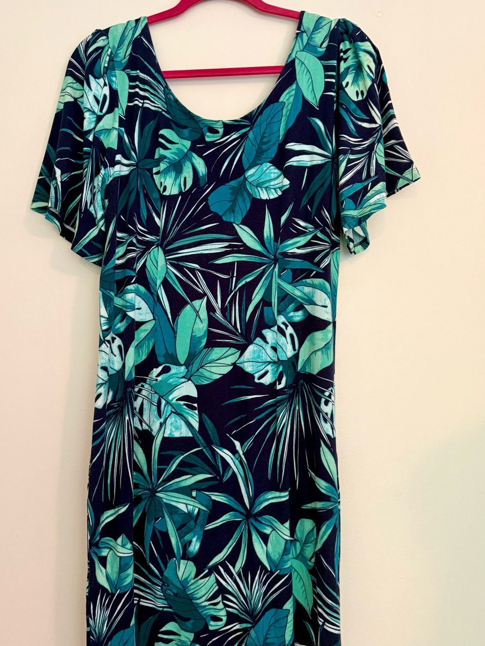 Tommy Bahama Teal & Navy Tropical Leaf Women’s Dress Size Large